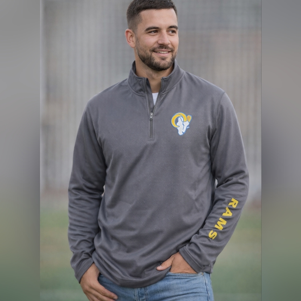 Gray Quarter-Zip Pullover with Rams Logo